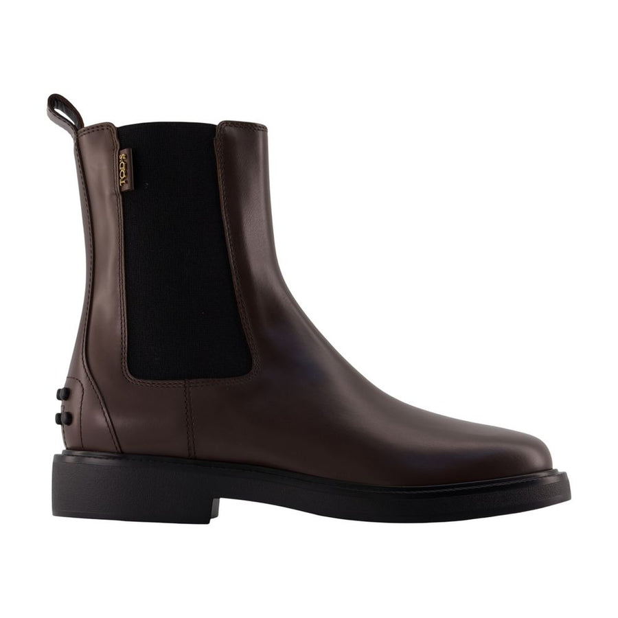 Gomma Boots - Tods Leather Brown Calfskin Shoes /