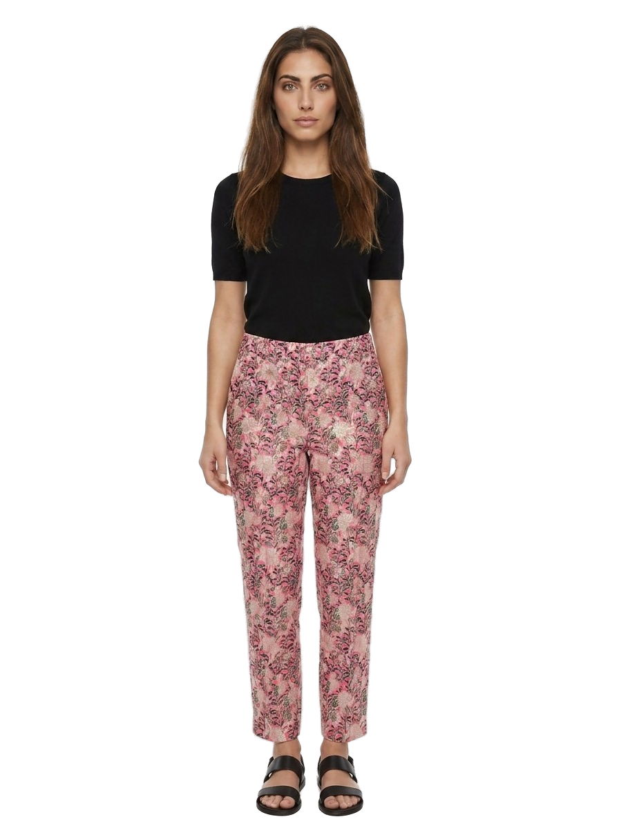 Multicolor Cotton Casual Pants