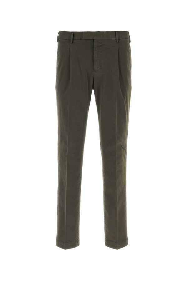 Olive Green Stretch Cotton Pant Verde Exterior: Elastane Pantaloni