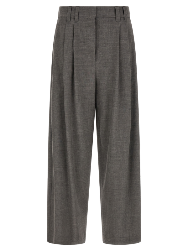 Gray Virgin Wool Cropped Pants