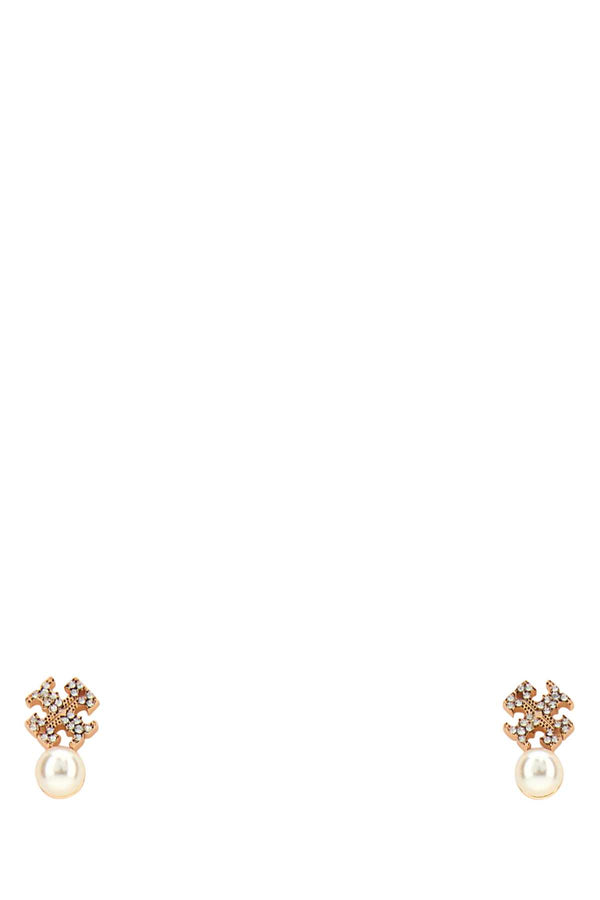 Tory Burch Logo Brass with 18K gold finishing earrings in gold
