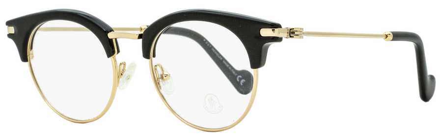 Moncler Oval Eyeglasses Ml5020 001 Shiny Black-Gold 47mm 5020 Black/gold Plastic (acetate)/metal