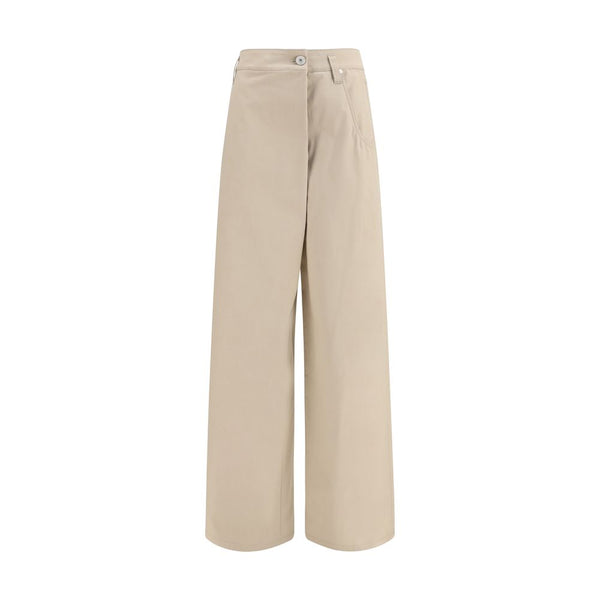 Beige Cotton Casual Pants