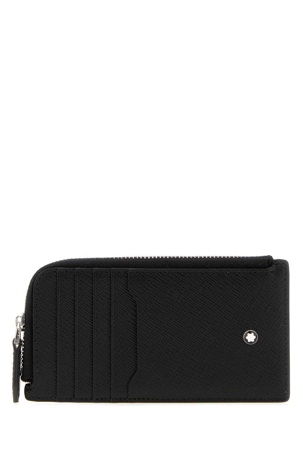 Black Leather Card Holder Portafogli