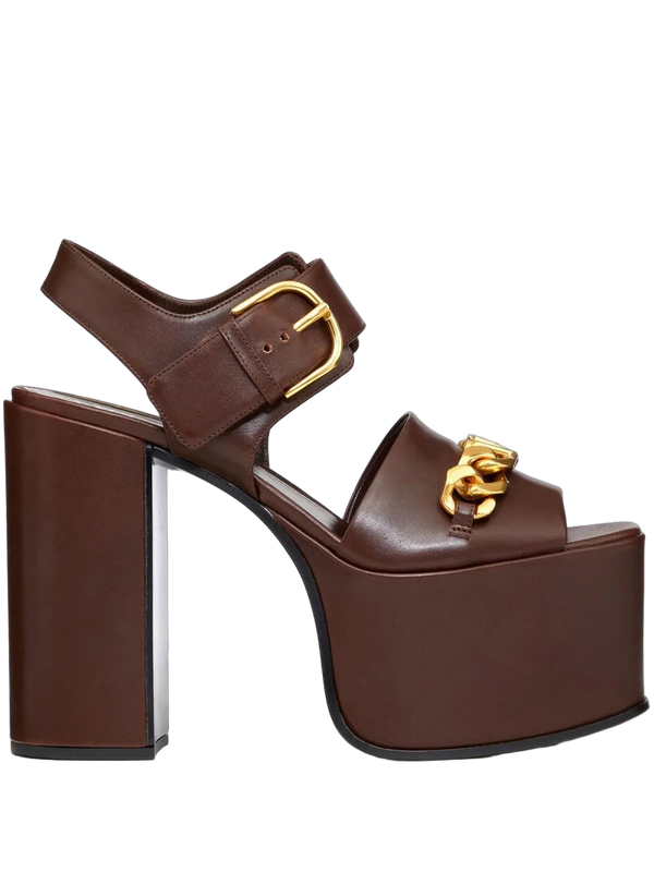 Valentino Garavani Calf leather platform sandal in brown