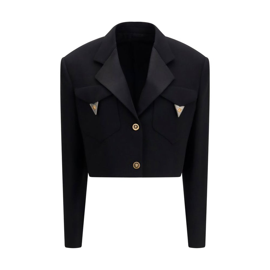 Versace 98% Merino Wool Ovis Aries blazer in black