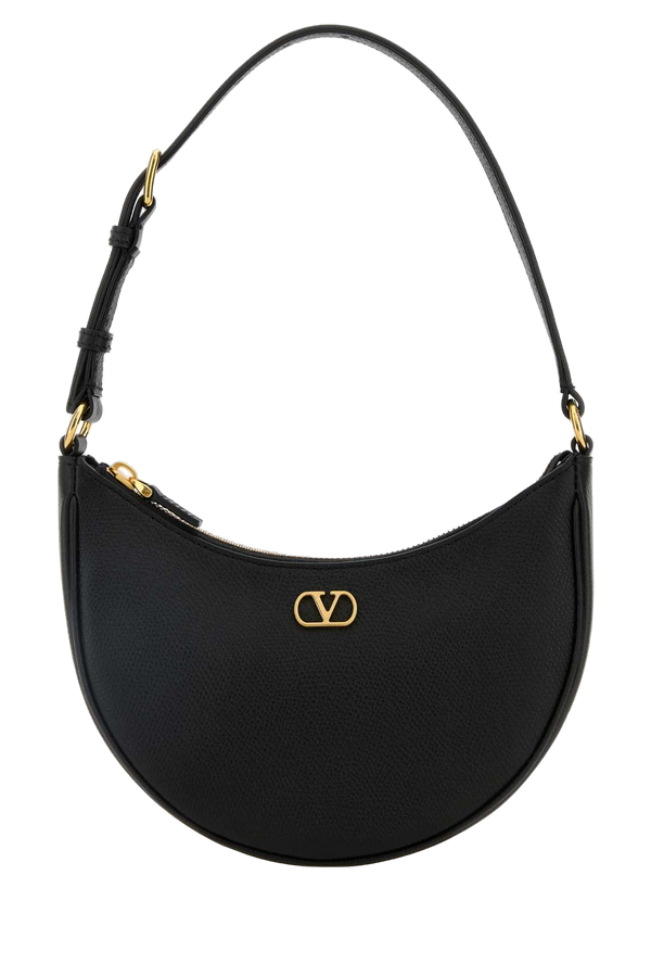 Black Leather Mini Vlogo Shoulder Bag Nero Clutch