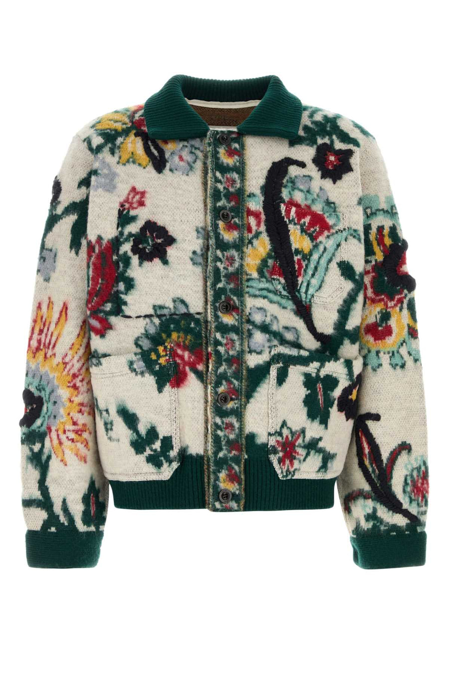 Embroidered Wool Sweater Ivory Exterior: Giacche E Gilet
