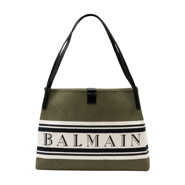 Balmain Canvas shoulder bag in green