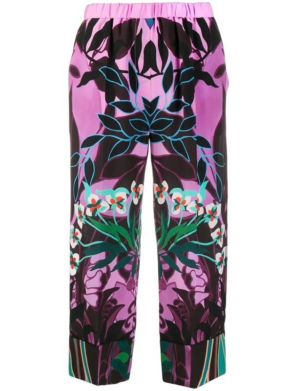 Valentino Silk cropped trousers in pink