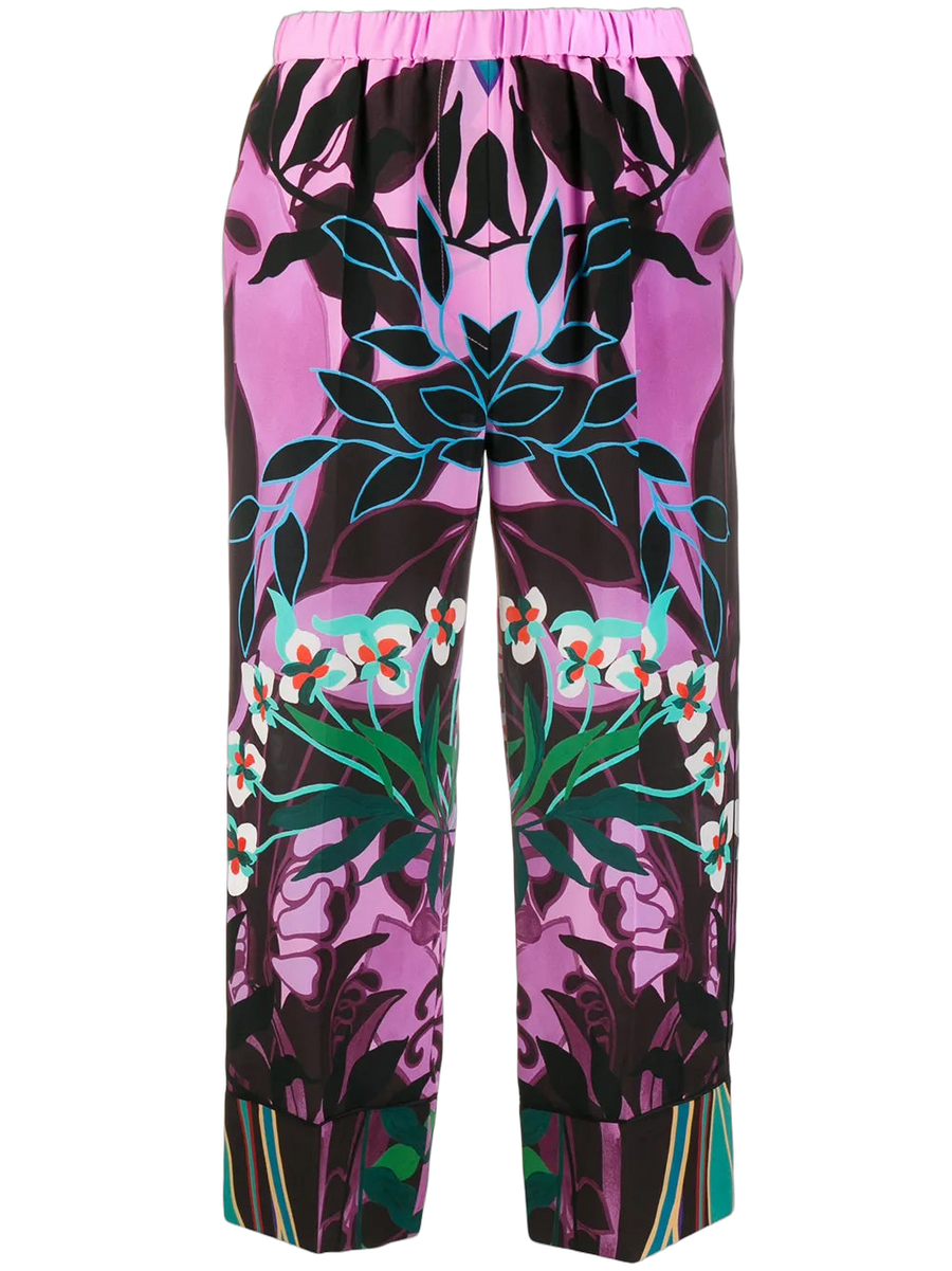 Valentino Silk cropped trousers in pink