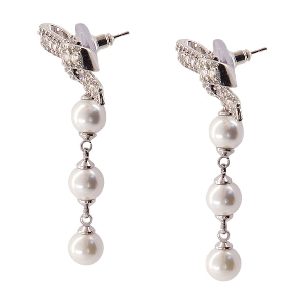 Self-Portrait pearls earrings in silver