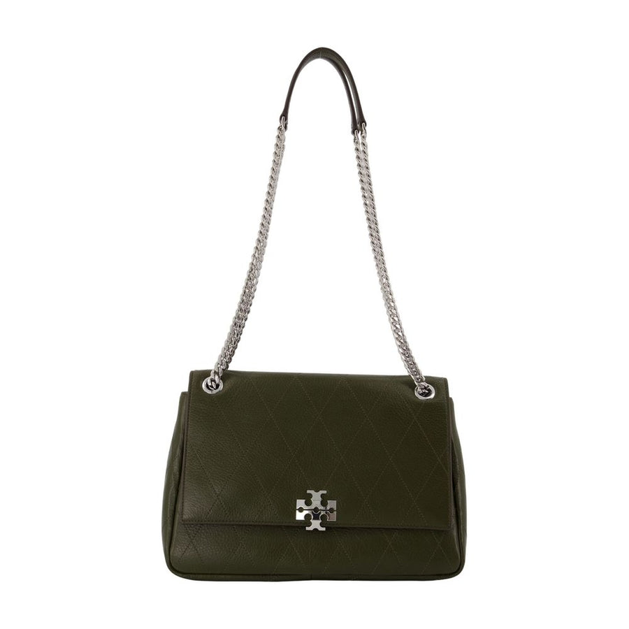 Charlie Shoulder Bag - Tory Burch Leather Khaki Calfskin / Shoulder-hobo-bags