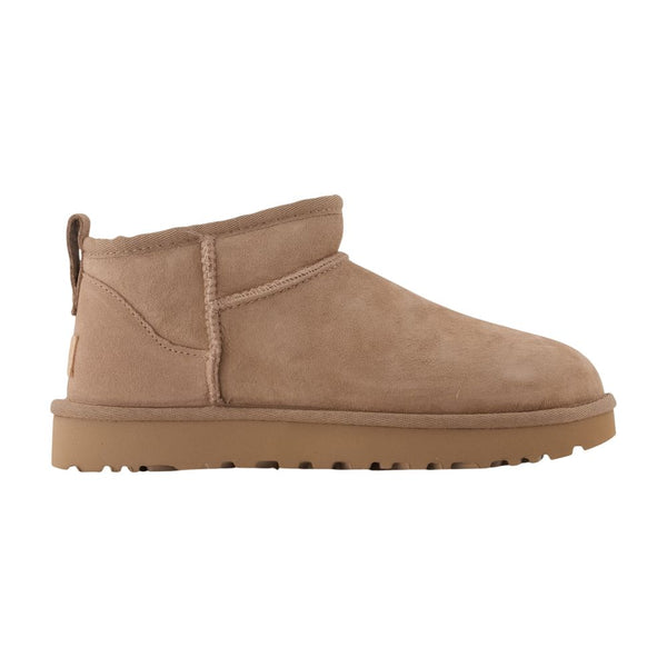 W Classic Ultra Mini Ankle Boots - Ugg Leather Brown Lambskin Shoes / Ankle-boots