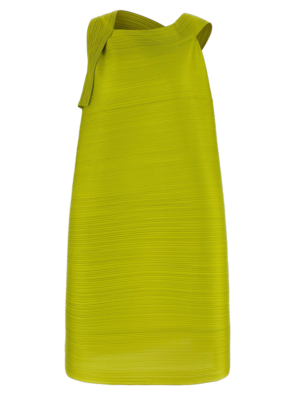 Pleats Please Issey Miyake Polyester dress in yellow