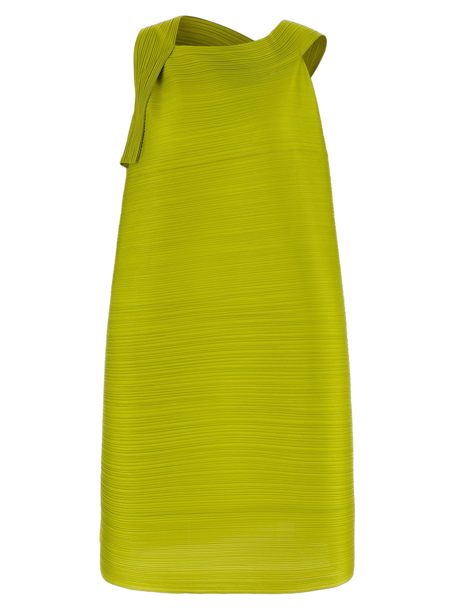 Pleats Please Issey Miyake Polyester dress in yellow