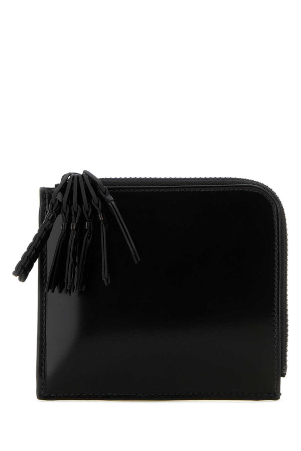 Black Leather Card Holder Portafogli