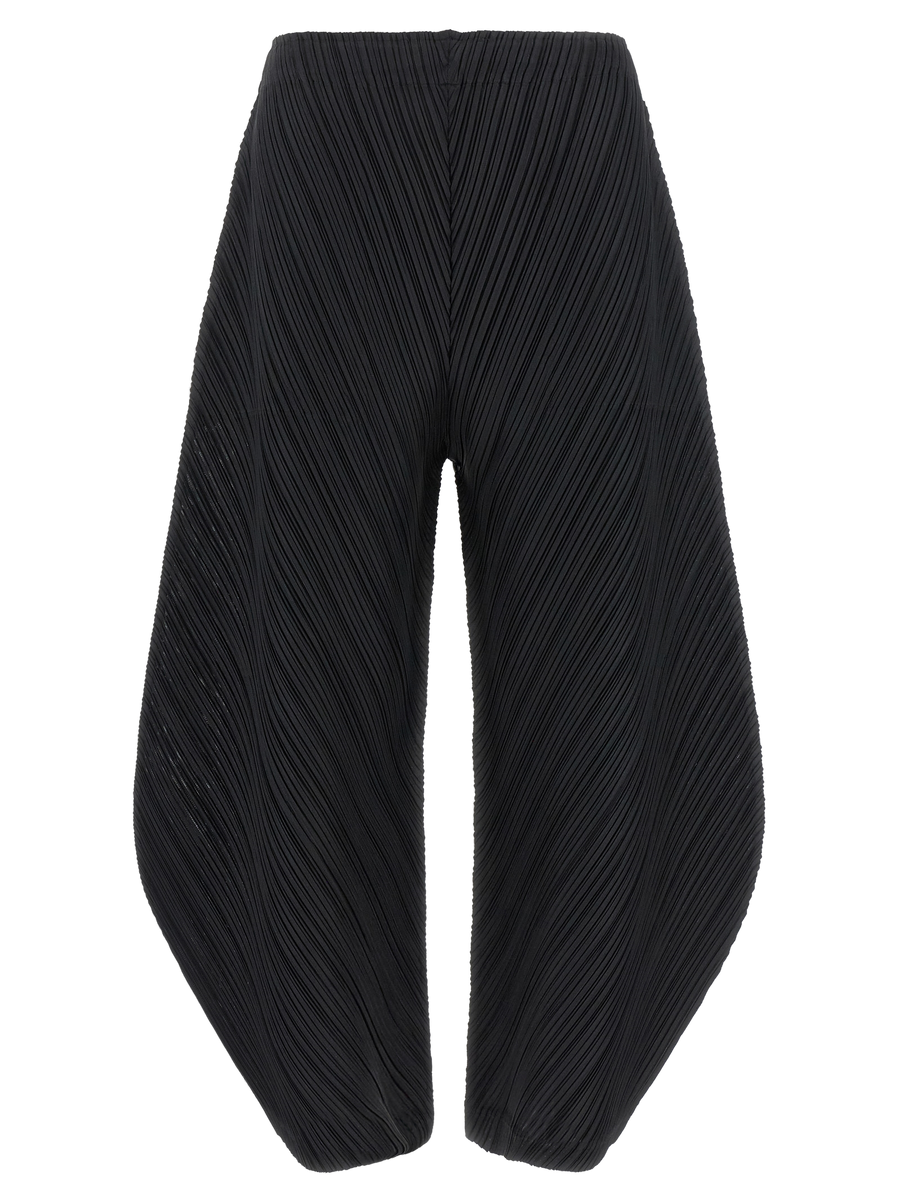 Black Polyester Casual Pants