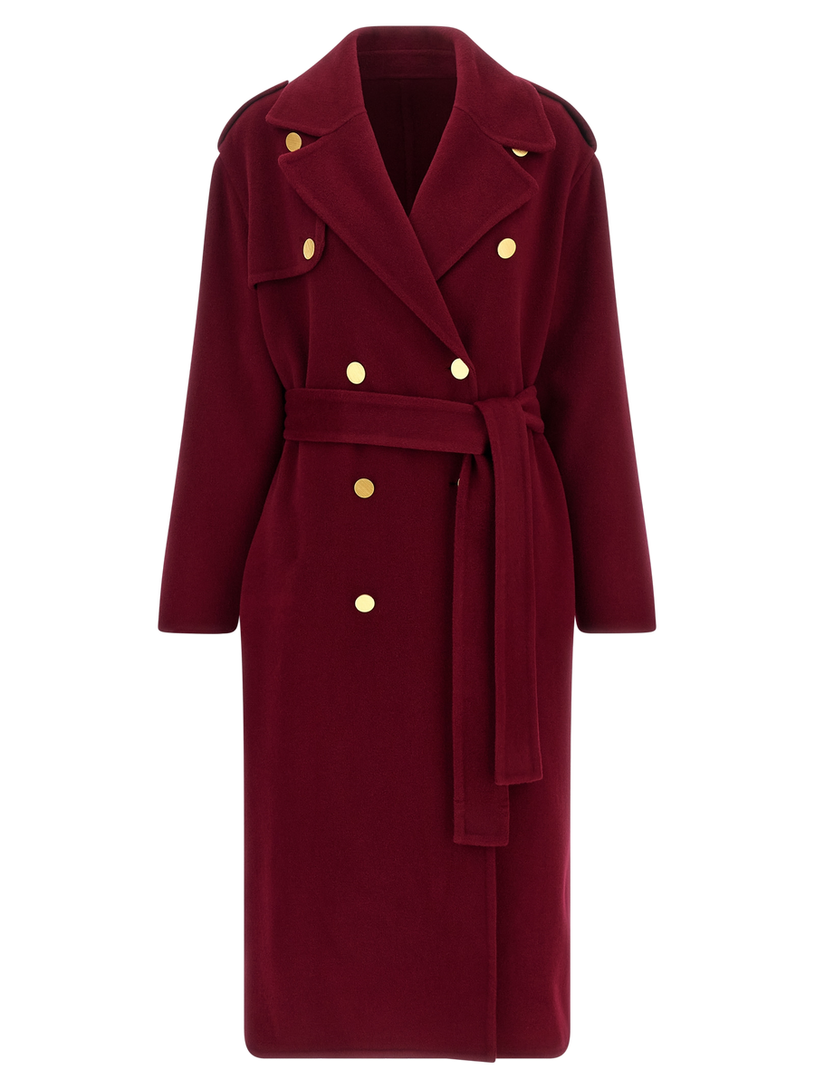 Alberta Ferretti 90% Wool coat in burgundy