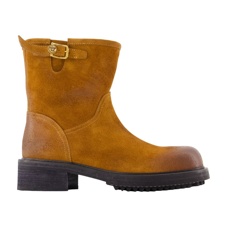 Versace calfskin ankle boot in brown