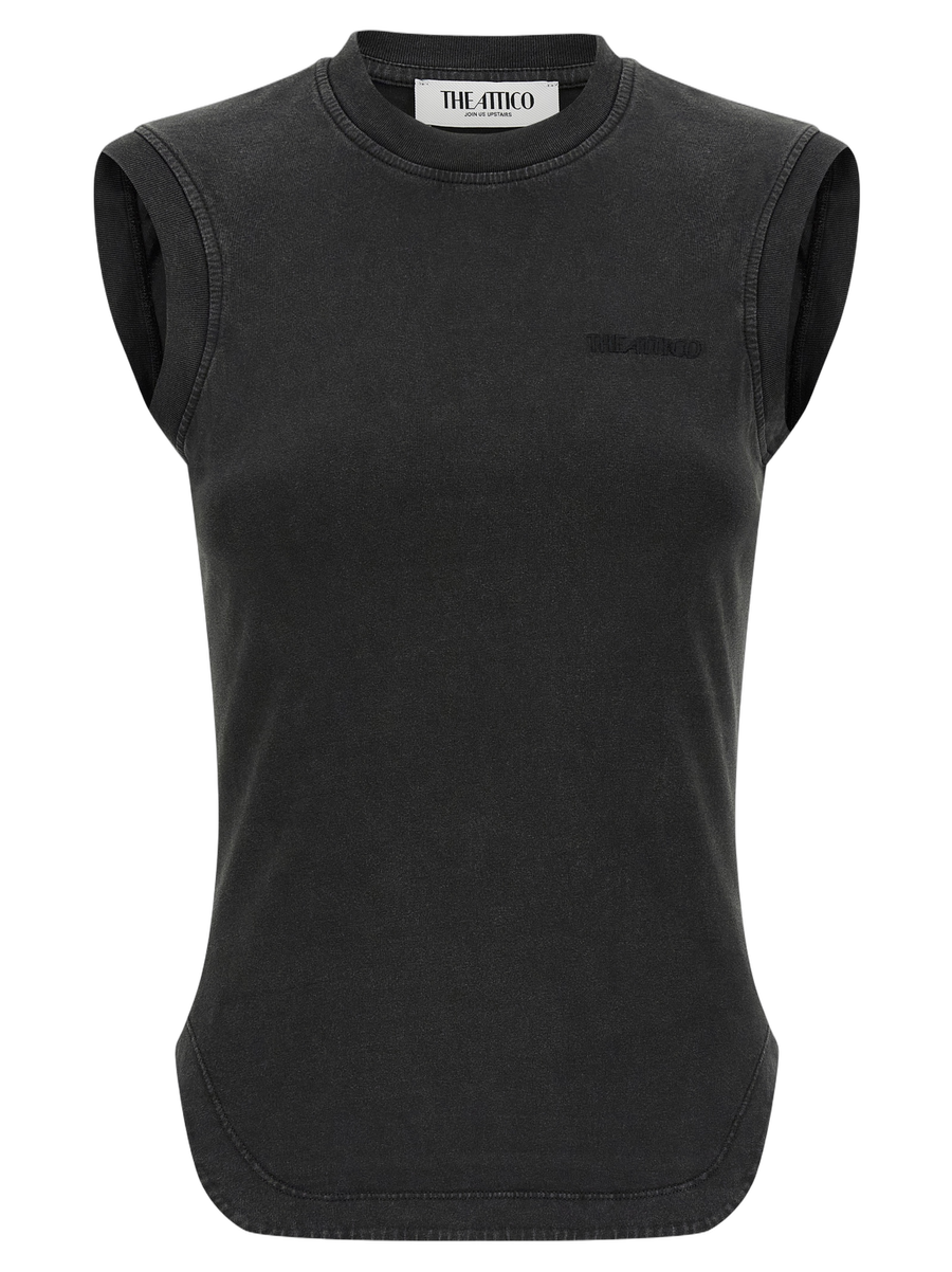 The Attico 100% Cotton tank top in black