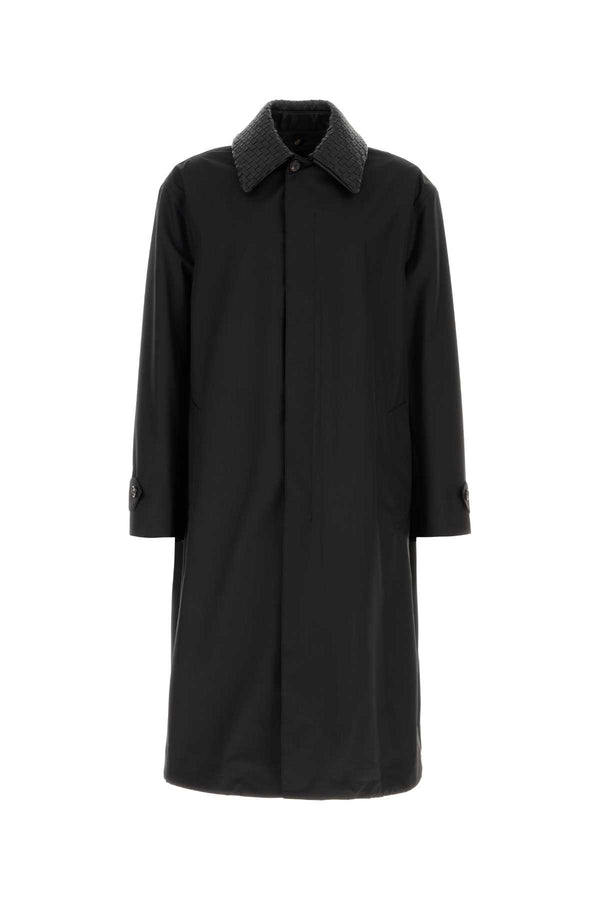 Bottega Veneta Exterior: 51% Wool 49% Silk trench coat in black