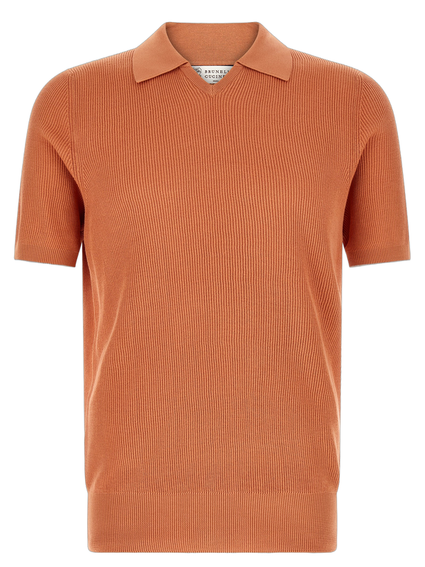 Brunello Cucinelli 100% cotton polo shirt in orange