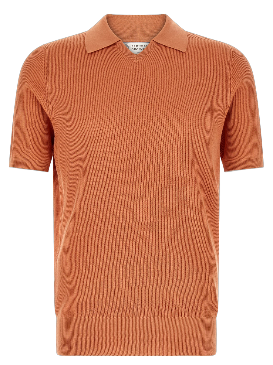 Brunello Cucinelli 100% cotton polo shirt in orange