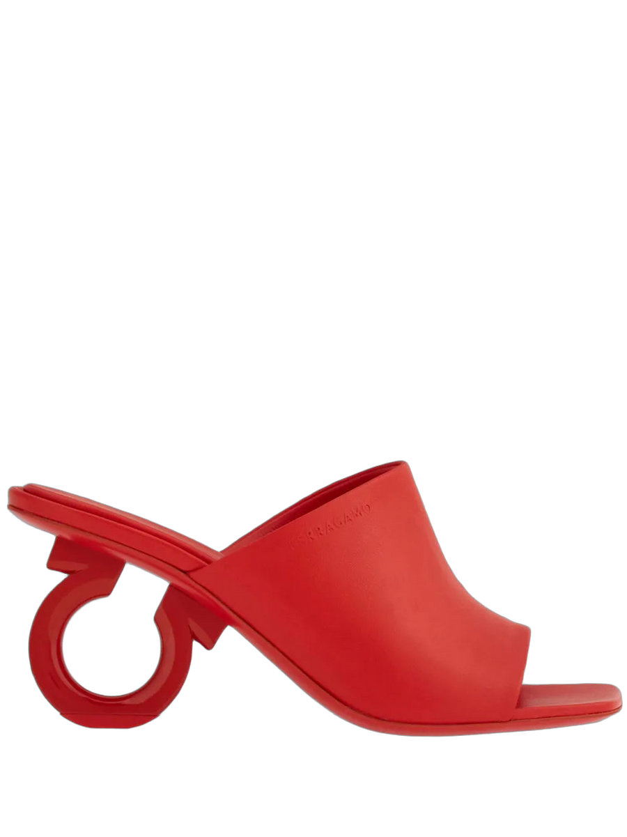 Ferragamo Lambskin leather with leather lining mule in red