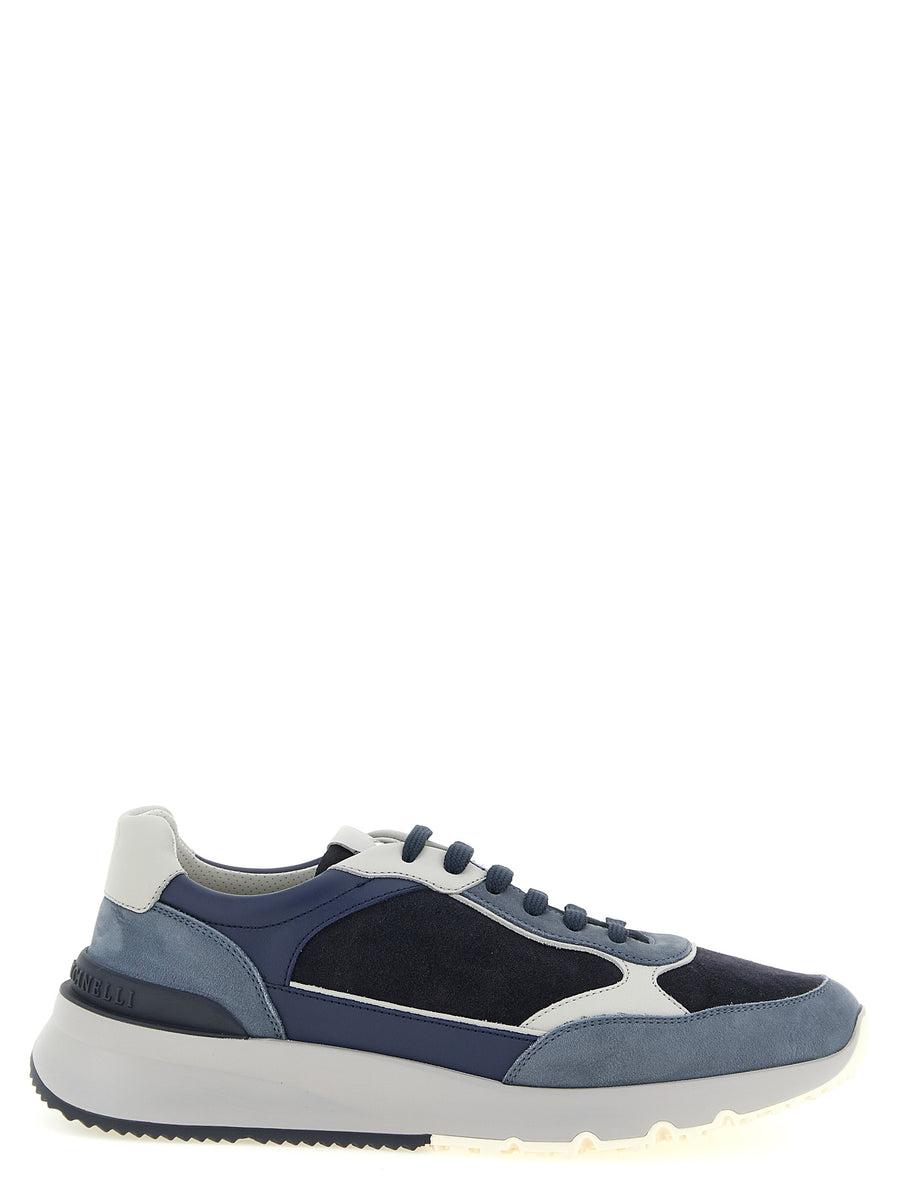 Brunello Cucinelli 100% calfskin leather sneaker in blue