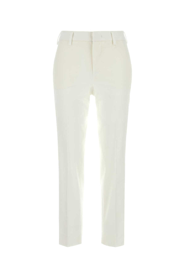 White Stretch Cotton Cigarette Pant Bianco Exterior: Elastane Pantaloni