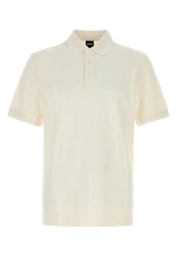 Ivory Piquet Polo Shirt Openwhite Exterior: Cotton