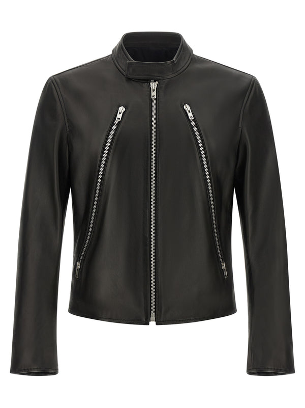 Maison Margiela 100% lamb leather jacket in black