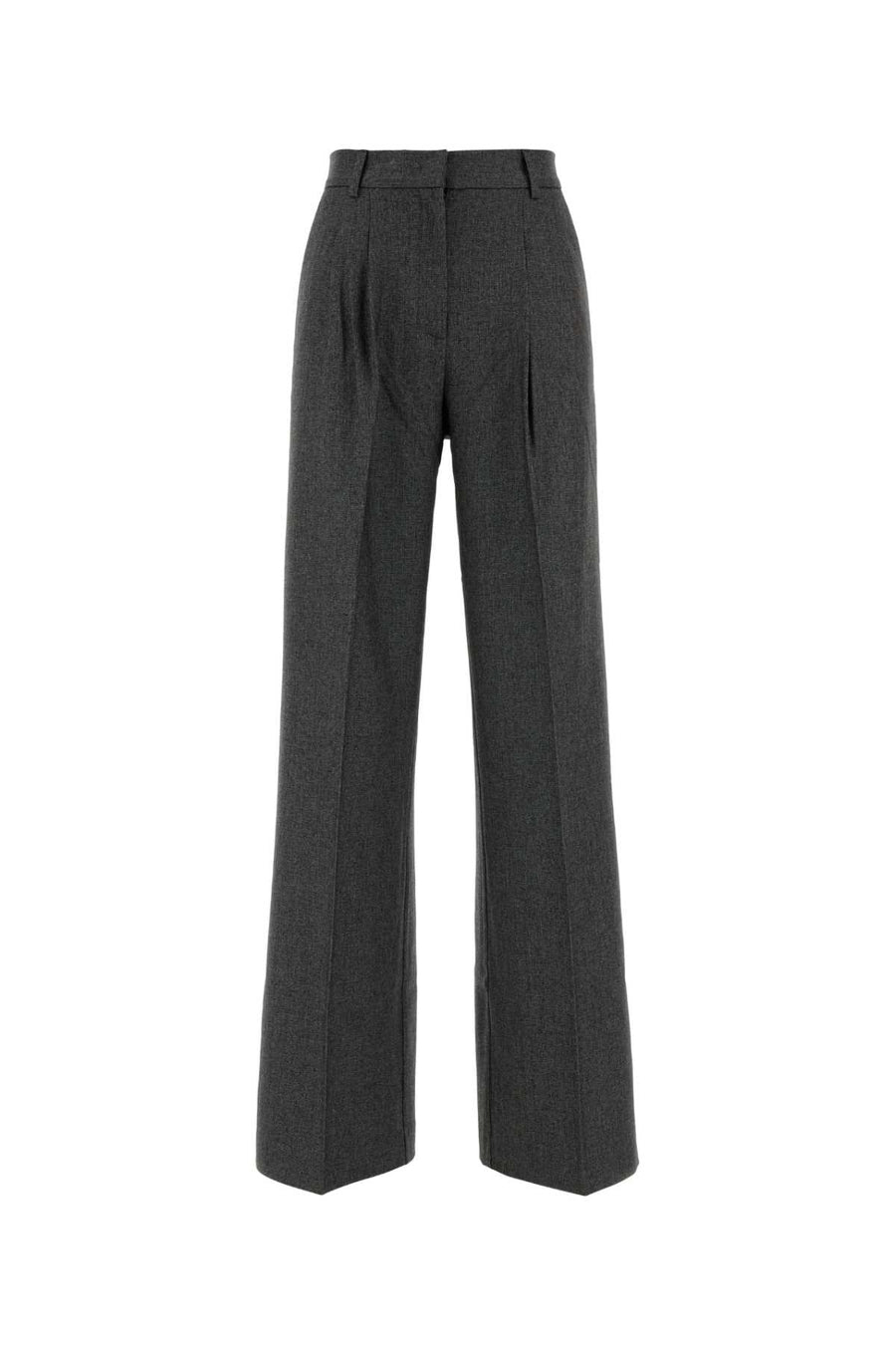 Dark Grey Twill Wide-Leg Nathalie Pant Greyblack Pantaloni