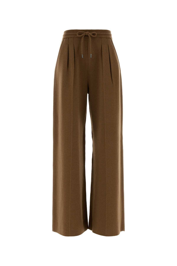 Brown Wool Blend Funale Wide-Leg Pant Cammello Scuro Unito Trousers