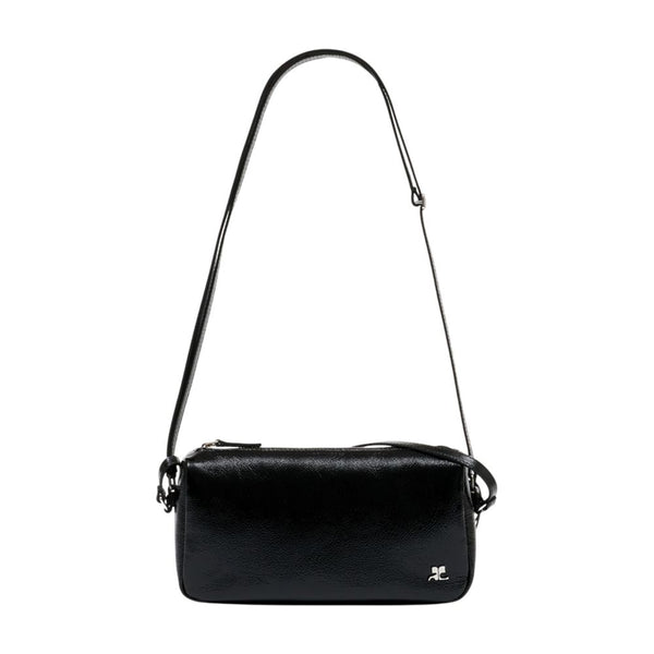 Courreges calfskin shoulder bag in black