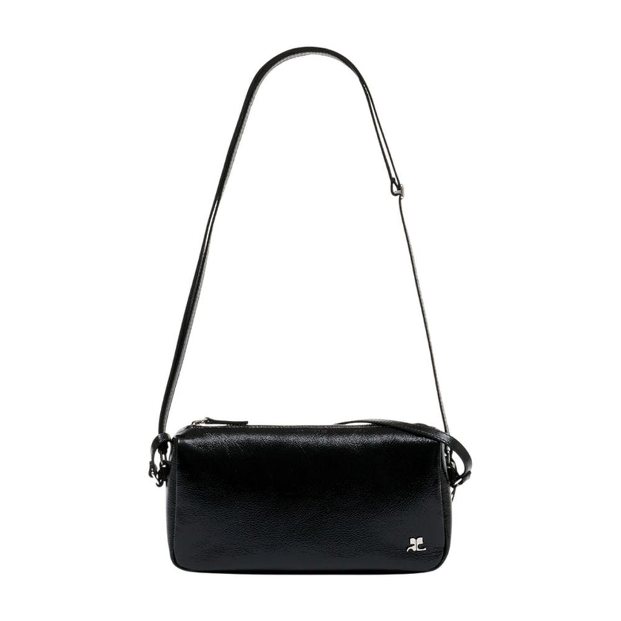 Courreges calfskin shoulder bag in black