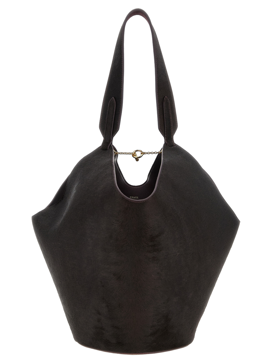 Khaite 100% calfskin leather tote bag in black