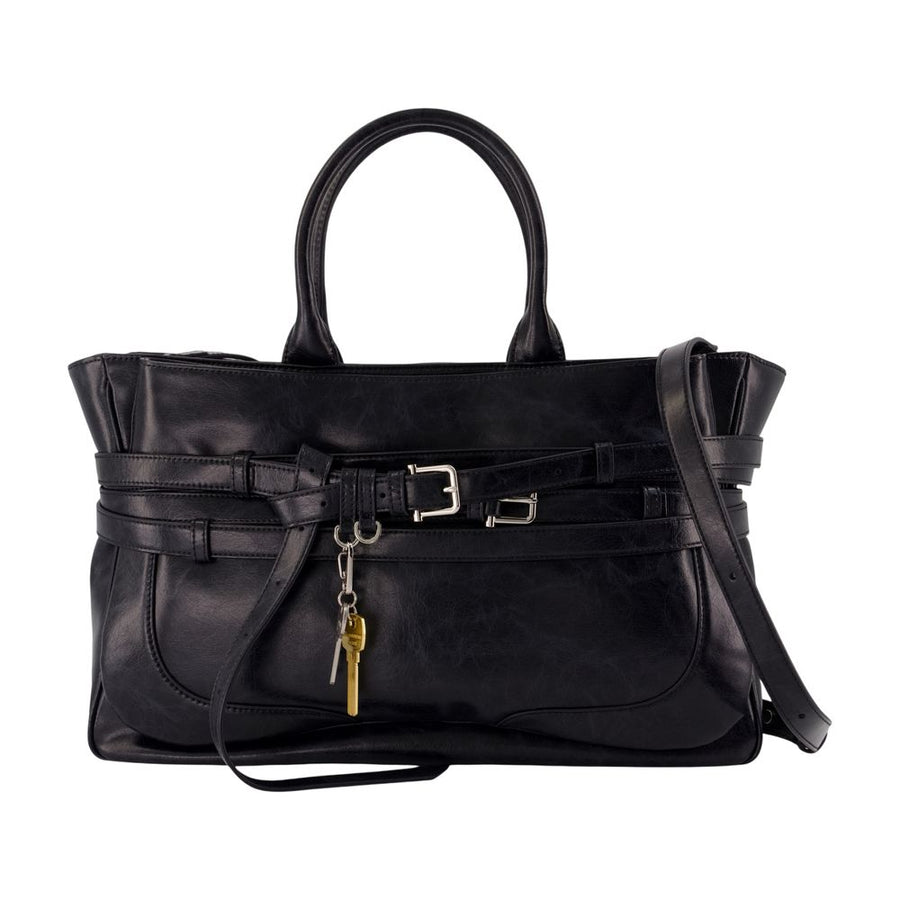 Osoi cowhide top handle bag in black