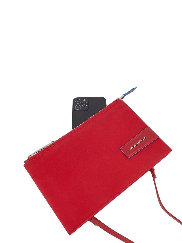 Piquadro 100% Recycled Nylon clutch in red