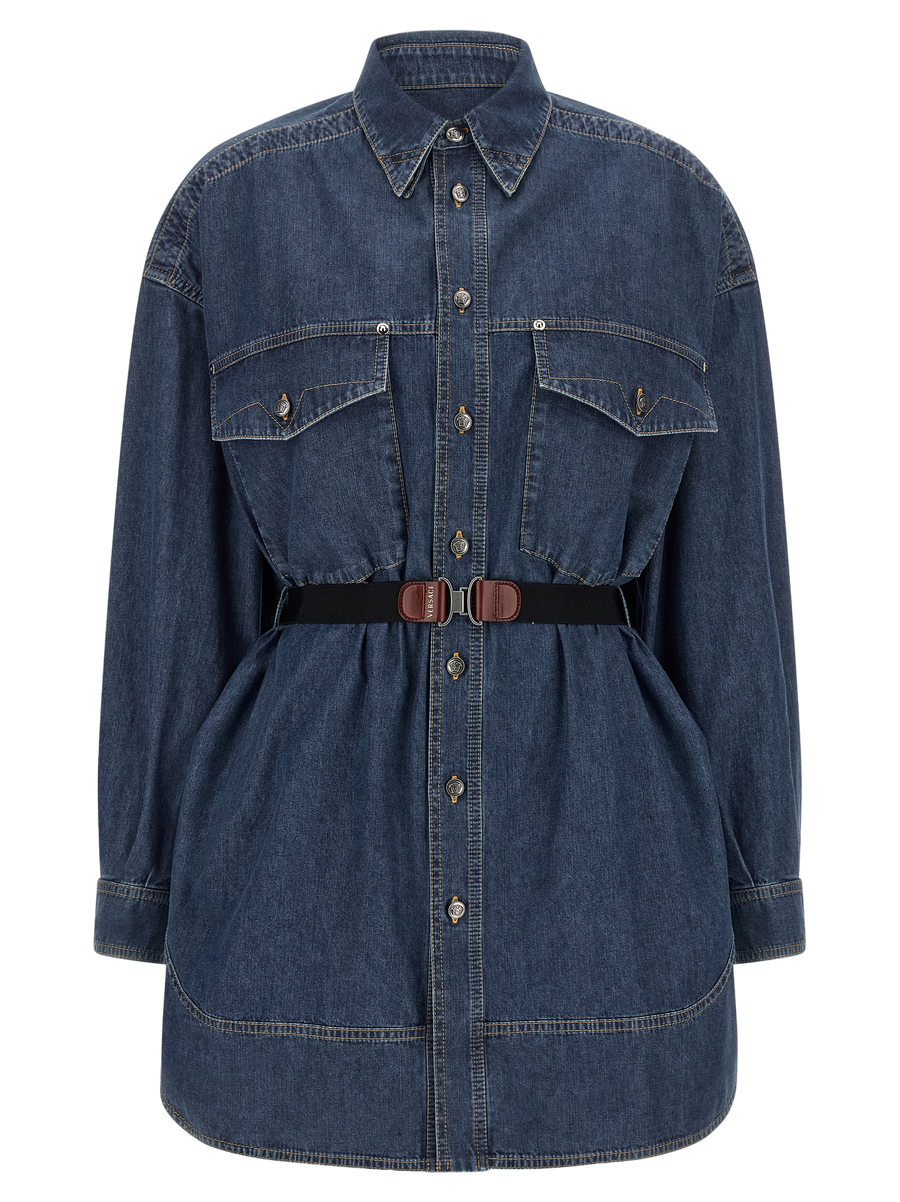 Blue Cotton Short Dress