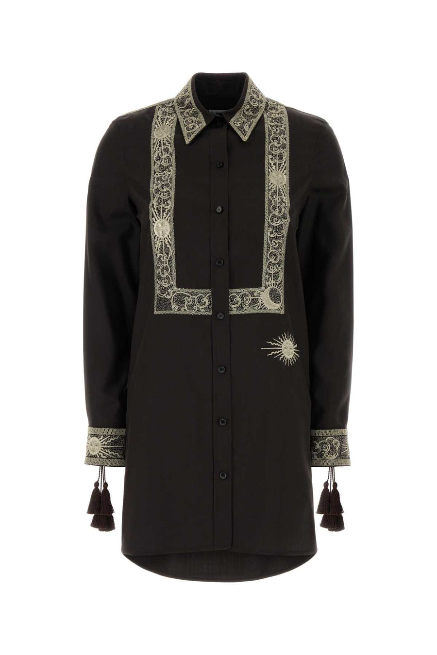 Chocolate Silk Shirt Dress Campfirebrown Exterior: Abiti