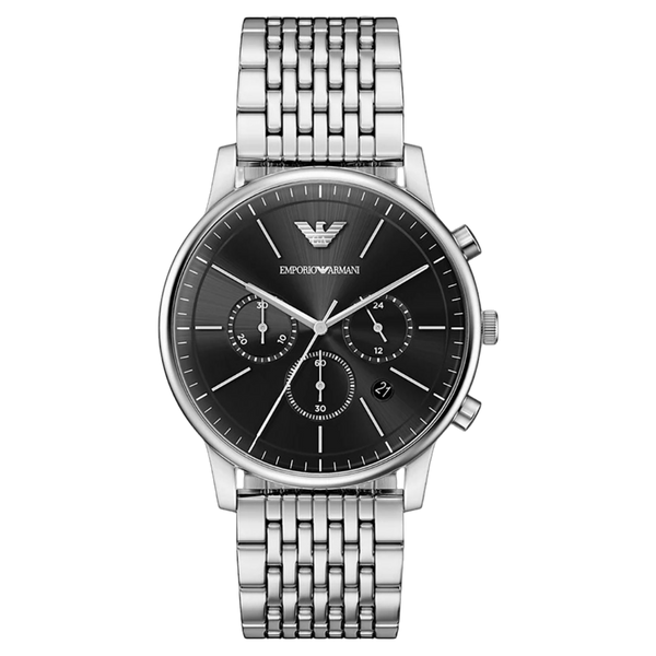 Emporio Armani Stainless steel case and bracelet watch in black