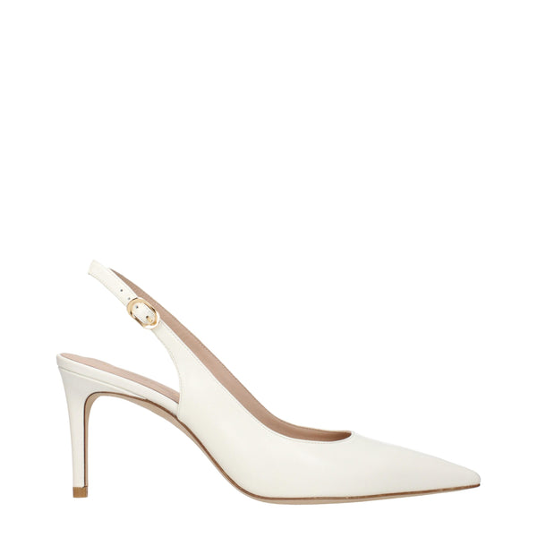 Beige Leather High Heel Pumps