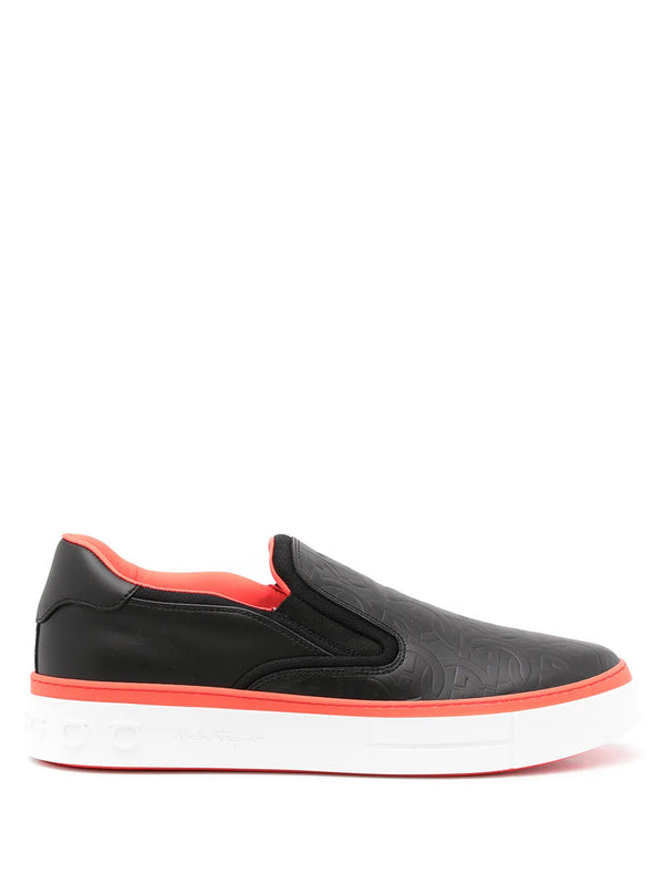 Ferragamo Calf leather slip-on sneaker in black