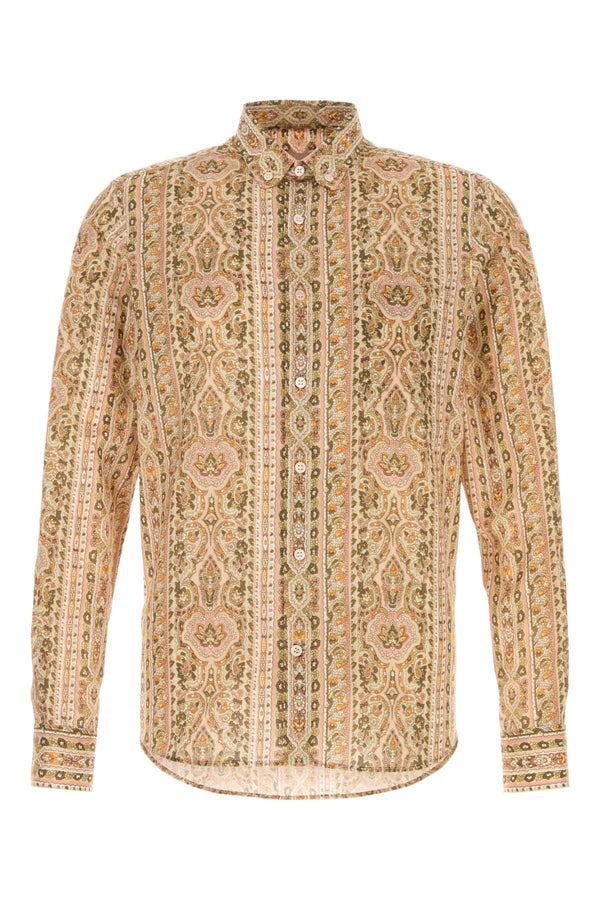 Printed Cotto Shirt Voyageimaginairerosagiallobeige Exterior: Cotton Camicie