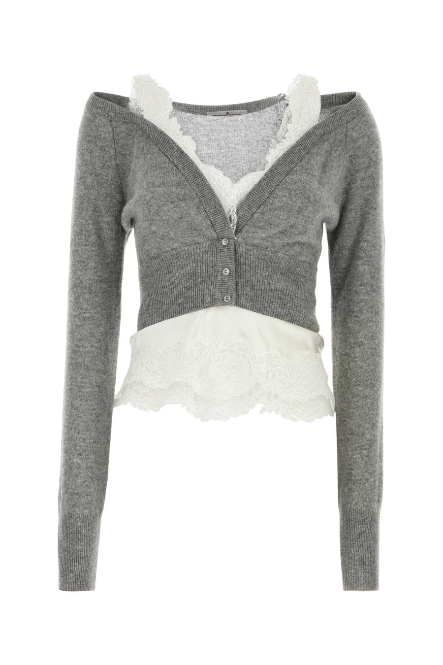 Ermanno Scervino Pizzo Exterior 1: 100% Cashmere; Exterior 2: 92% Silk 8% Elastane cardigan in gray