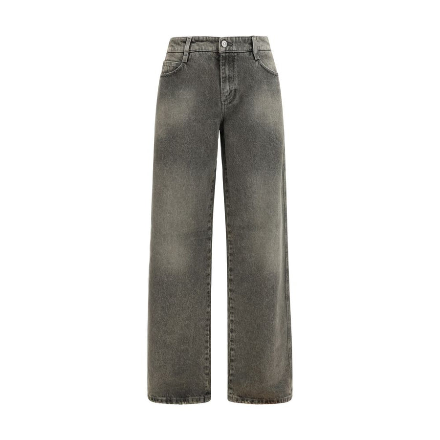 Gray Cotton Relaxed Fit Jeans Clothing