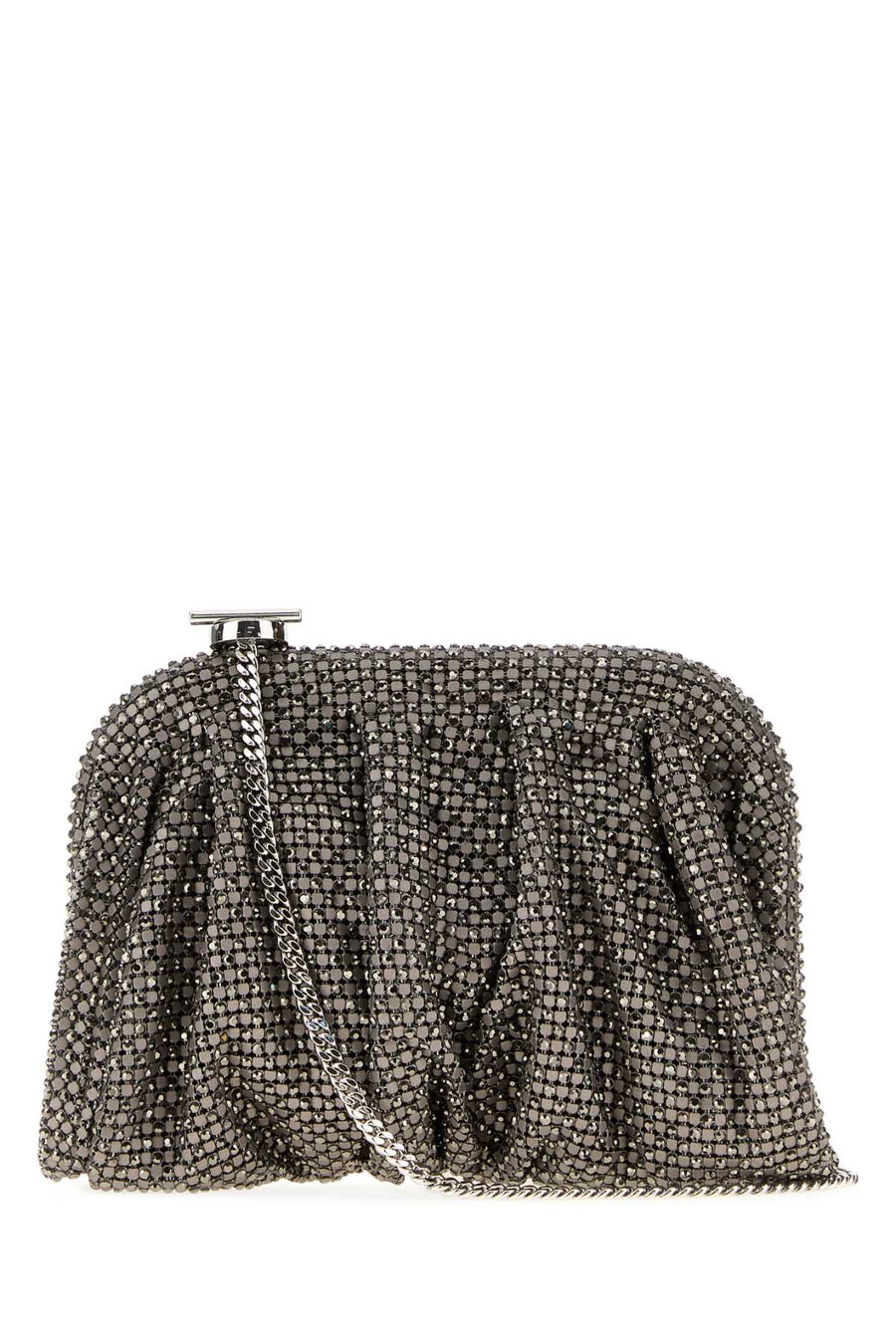 Grey Rhinestones Knit La Petite Venus Clutch Silver Borse A Mano