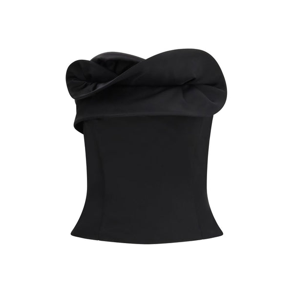 Magda Butrym 58% Fleece Wool corset top in black